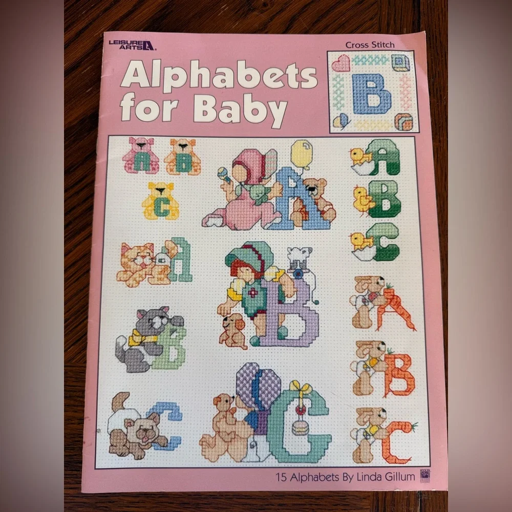 Leisure Arts Cross stitch pattern lot of 4 Nursery ABCs Bibs‎ Baby’s Buddies